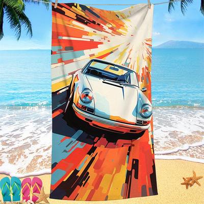 Strandtuch Mode Auto Muster Sonnenschutz Winddicht Geeignet für Schwimmbad Camping Reise Decke