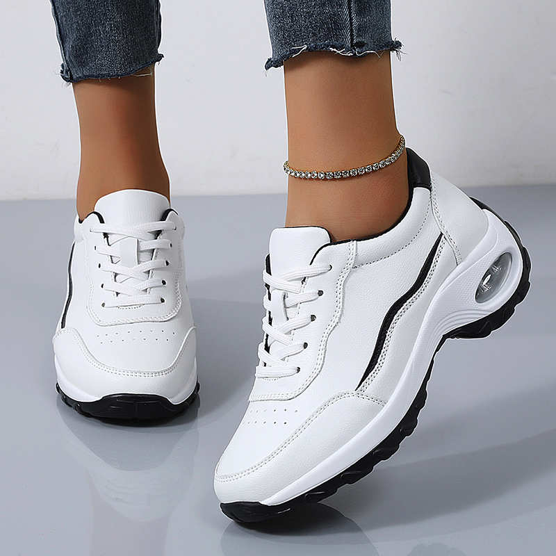 Fashion High Sole PU Leather Woman Breathable Shoes Women's Luxury Flat Women's Sneakers On Offer Sport Top Comfort Tenisky Bascket