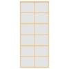 Sliding Door Golden 90x205 Cm Frosted ESG Glass and Aluminum