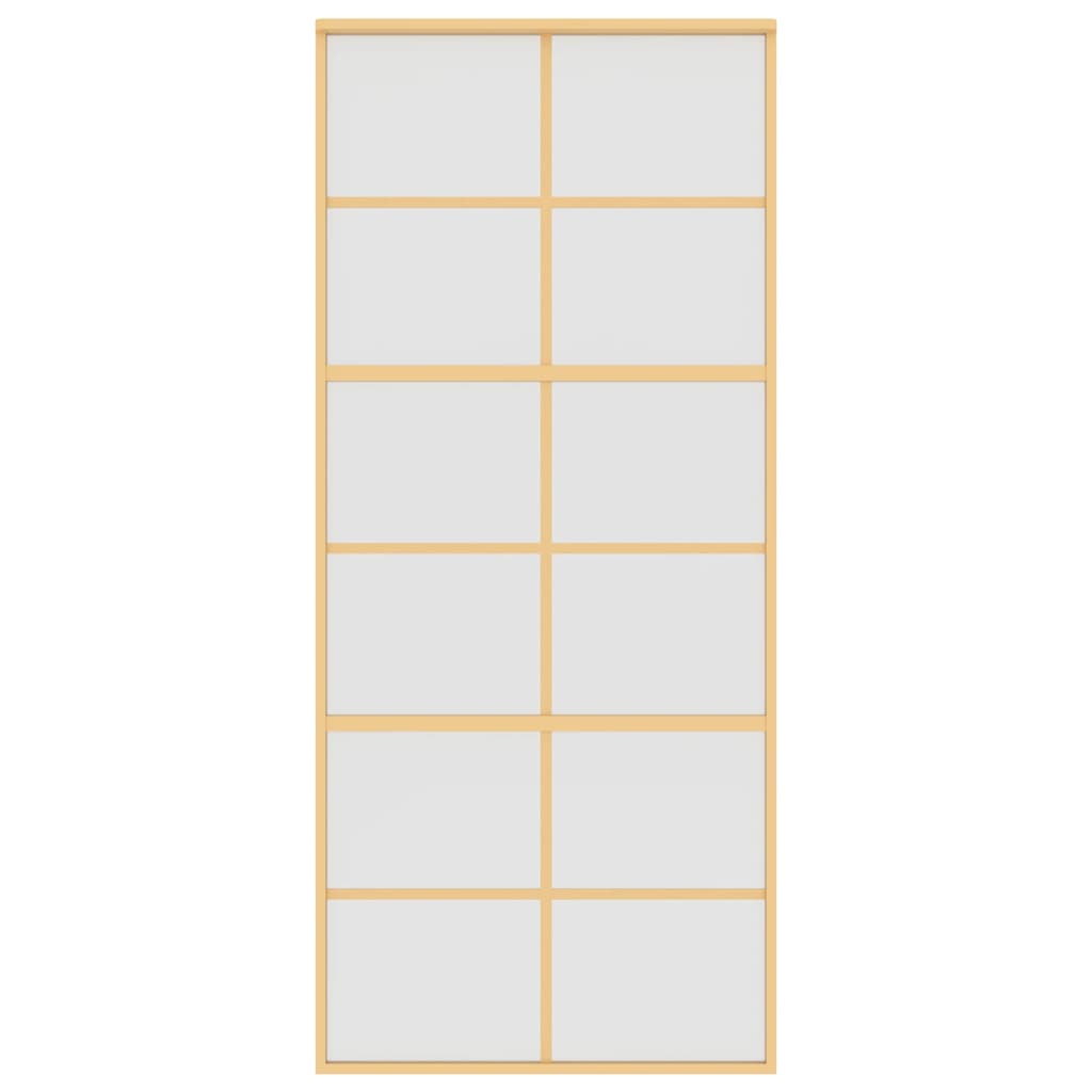 Sliding Door Golden 90x205 Cm Frosted ESG Glass and Aluminum