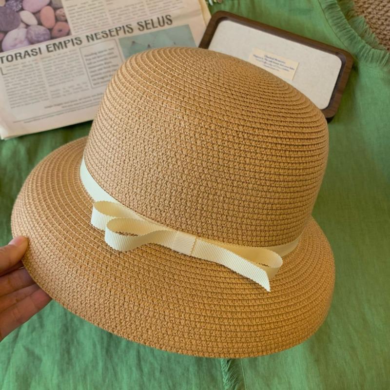 

Summer straw weaving simple short brim straw hat female face small sun hat retro sunscreen hat advanced sense
