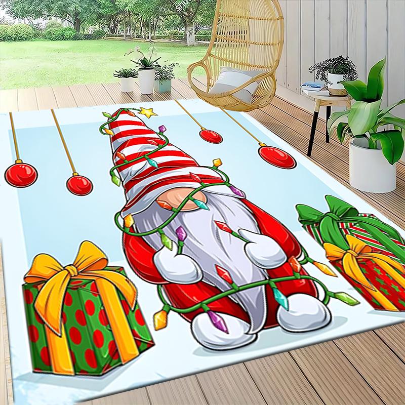 1Pc Gnome Christmas Tree Celebration Carpet Rug Soft Washable Antislip Home Living Room Sofa Mats Personalized Christmas Rug