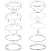 12pcs Gold/Silver Ankle Bracelets for Women Layered Waterproof 14k Cuban Link Chain Anklets Set Adjustable Dainty Summer Beach Gold Accessories Boho
