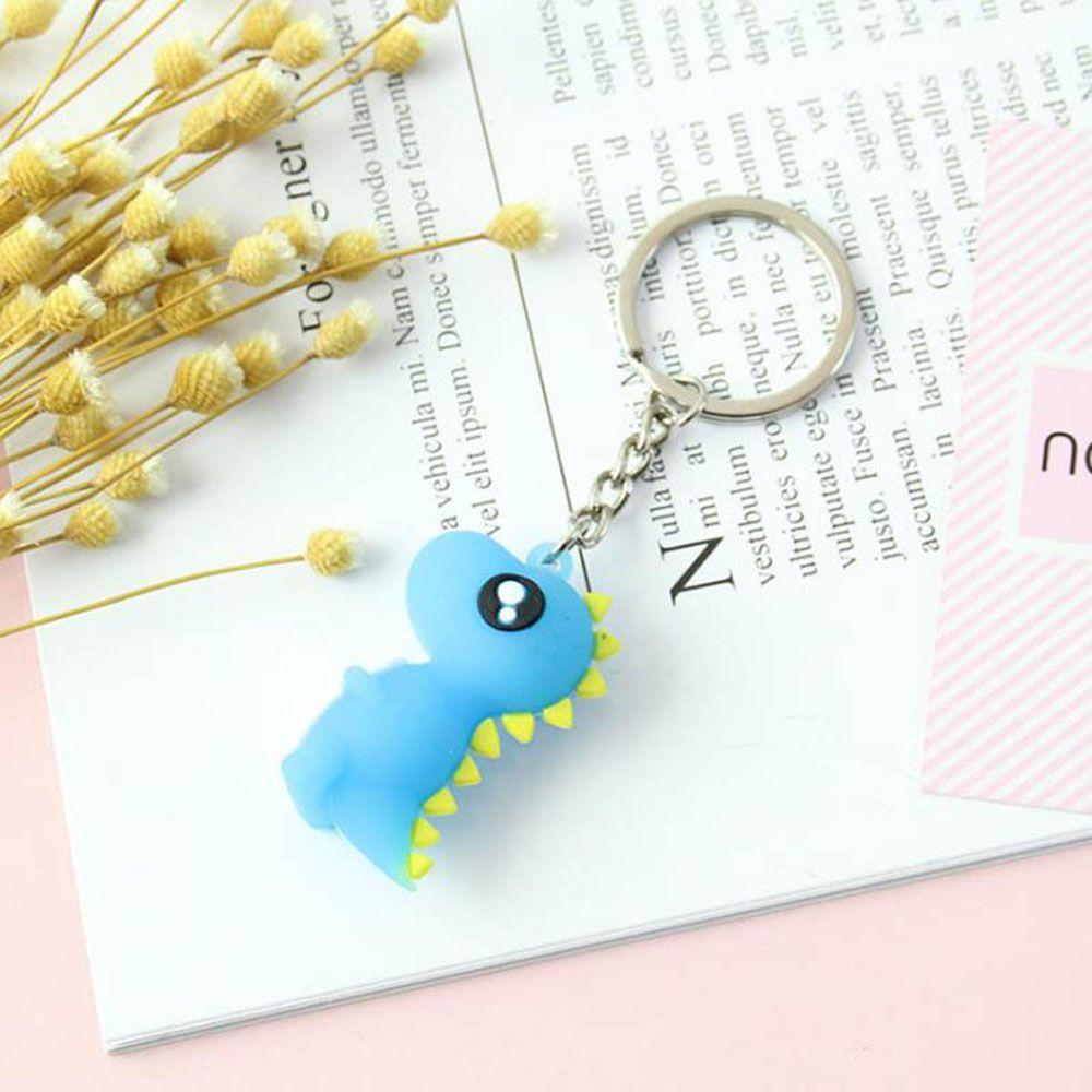 Cute Cartoon PVC Women Bag Charm Pendant Car Key Ring Dinosaur Keychain Christmas Gift