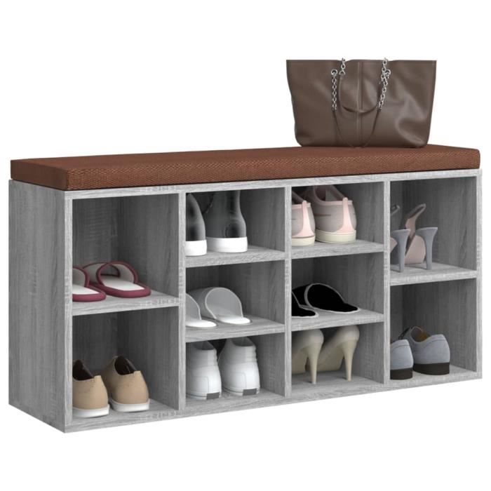 VidaXL Banc à chaussures Sonoma gris 103x30x48 cm Bois d'ingénierie 342613