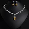 Cushion Cut Citrine Halo CZ 3Pcs Jewelry Set, Silver Plated Necklace Earrings Bracelet For Wedding Party Bulk Fast Delivery