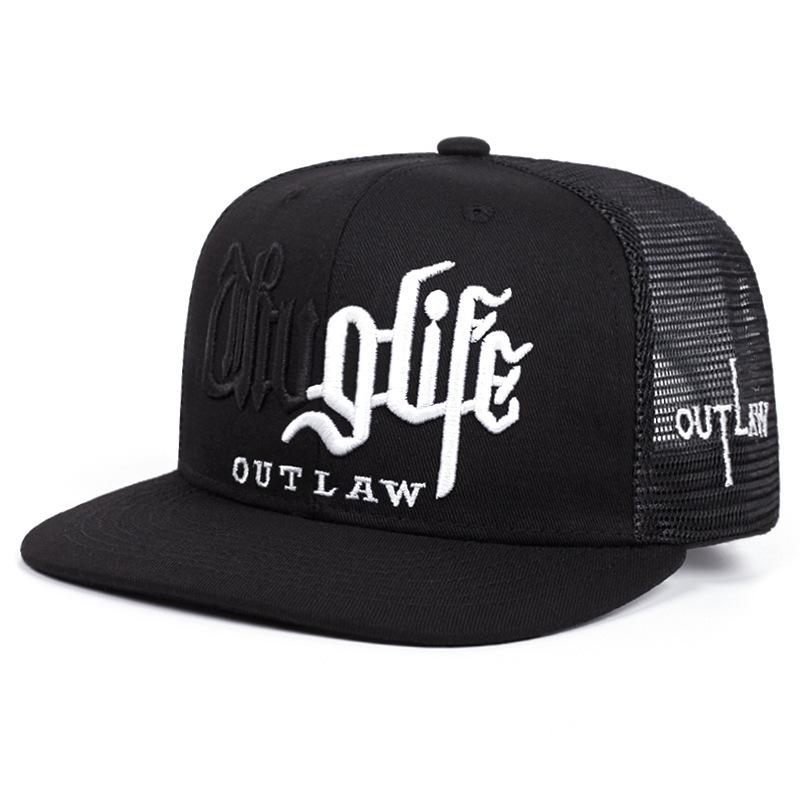 Adjustable Trucker Hat, Embroidered Hip Hop Snapback Cap, Breathable Mesh Baseball Cap L чёрный