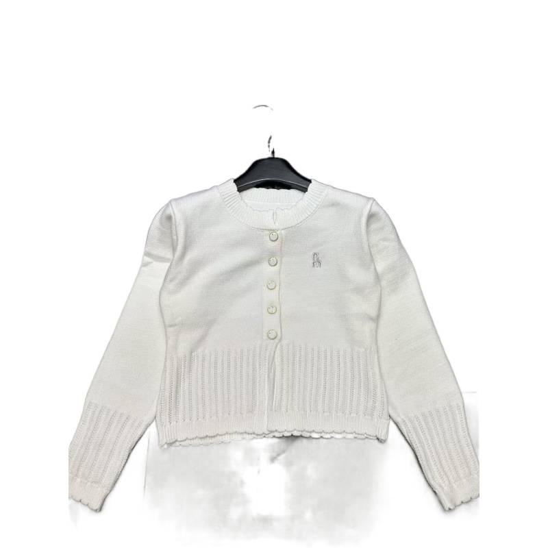 Miu Style 2026 Spring Embroidered Knit Cardigan: Age-Reducing, Versatile Long Sleeve with Hollow Hem