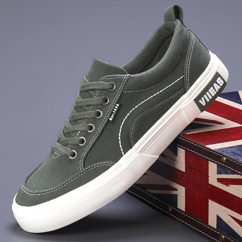 Spring Men's Korean-Style Canvas Lace-up Sneakers - Trendy, Breathable, Casual Low-top Board Shoes