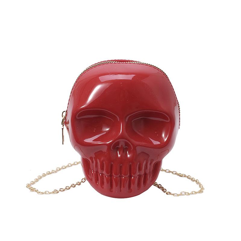 Rose Red Cute Carto Shoulder Bag Halloween Funny Ghost Skull Bag Pu Leather Zipper Handbag Purse Small Crossbody Phe Bags