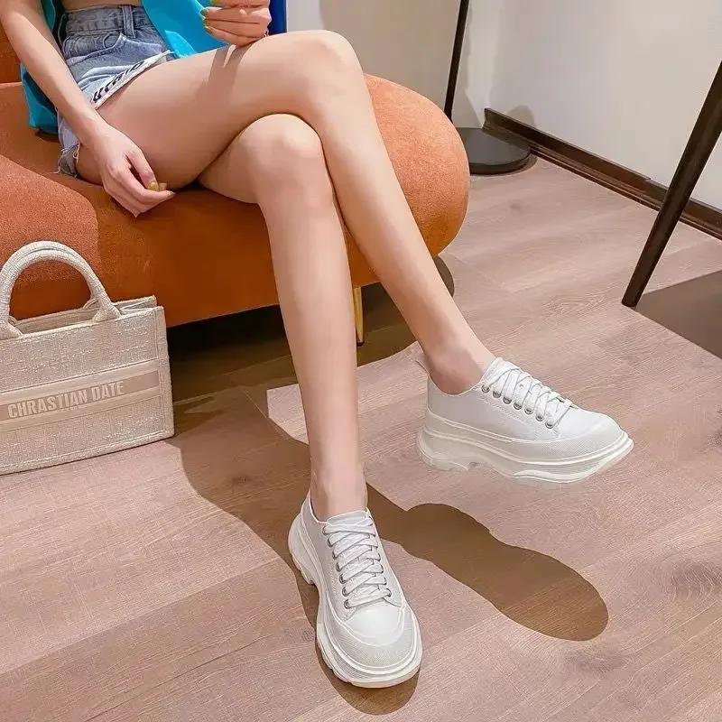 Lace Up Woman Footwear Light Whit Canvas Shoes for Women Designer Luxury Vulcanized Shoe Cotton A On Offer New In Deals Walking