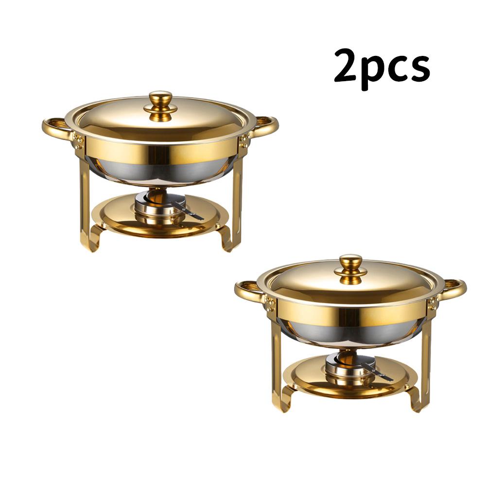 

Золотой изолированный набор для еды, включающий круглый 5-квартный изолированный горшок из нержавеющей стали, крышку и подставку. Подходит для вечеринок
