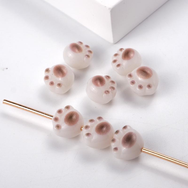 Acrylic Carbon Burned Cat Paw Print Beads for DIY Jewelry & Accessories.