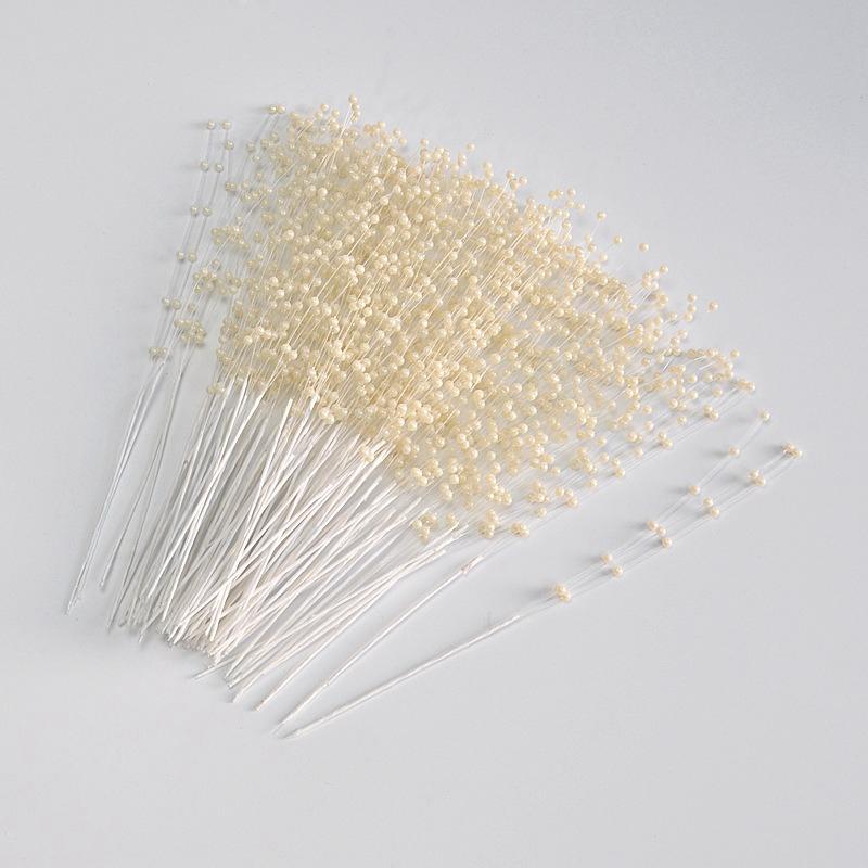 10Pcs Golden Pearl Sticks Beading On Wire Stems for Garland Bridal Wedding Pearl Bouquet Home Party Decor Craft Gifts Accessory