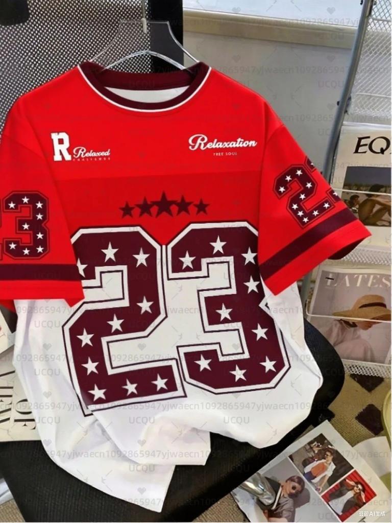 Hot Selling Fashionable Men's Summer Personalized Letter Print Comfortable and Breathable Round Neck T-shirt Outdoor Street Top