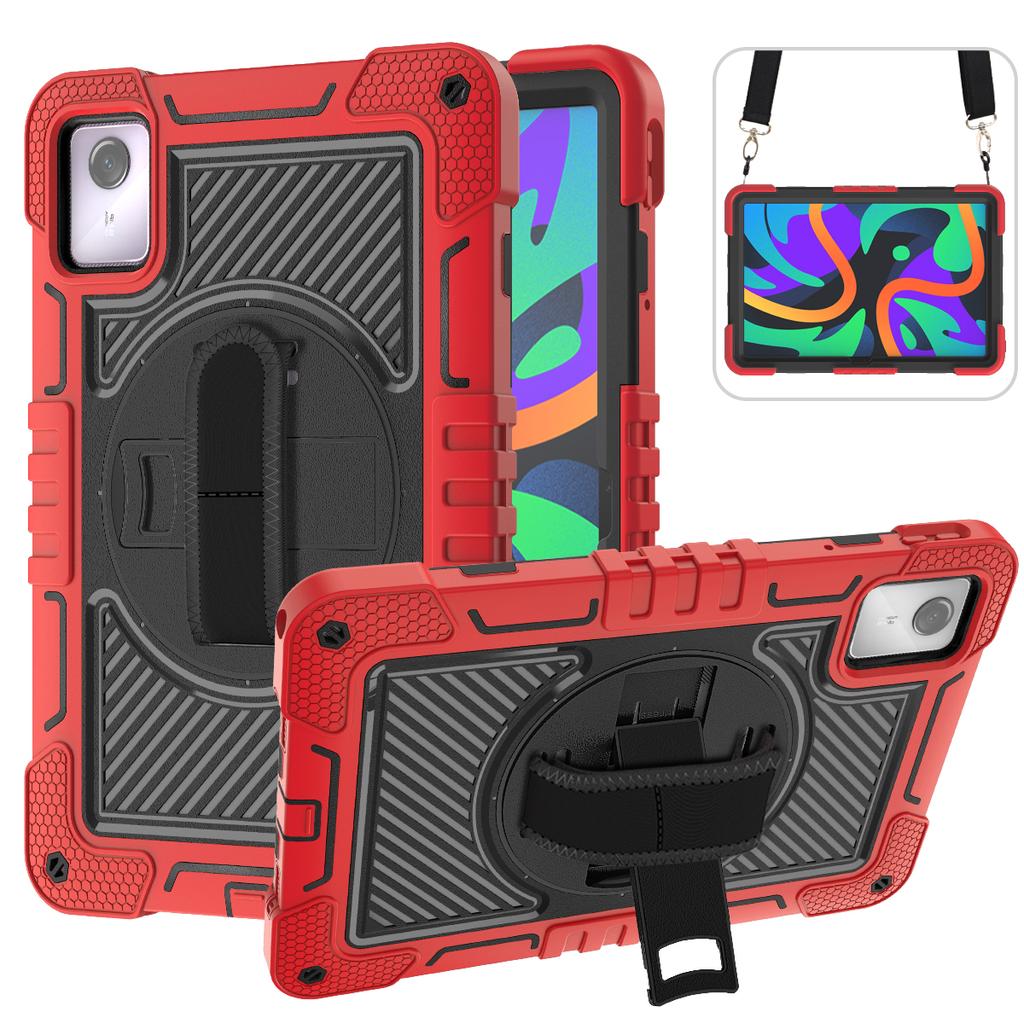 For Lenovo Tab M11/Xiaoxin Pad 11 2024 Case Silicone+PC Kickstand Tablet Cover with Shoulder Strap