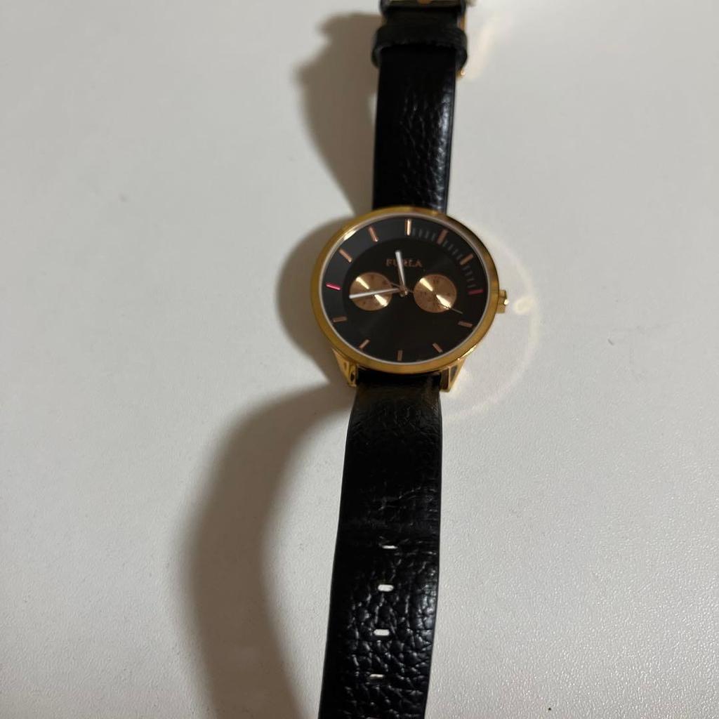 Used FURLA black gold analog watch