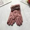 Suede Women's Gloves Single Line Hairy Winter Warm Outdoor Fleece Student Split Finger Touch Screen Gloves