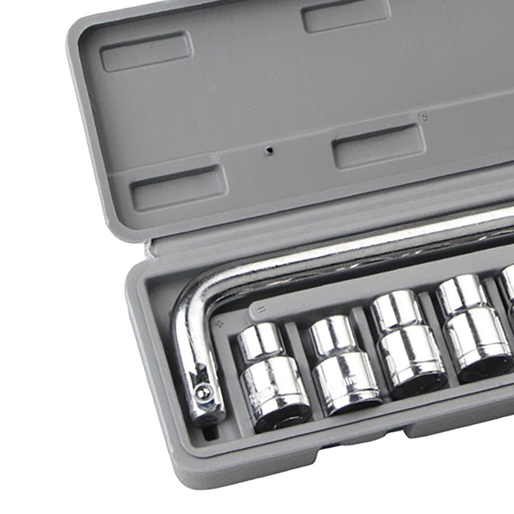 10Pcs Wrench Socket Set Auto Repair Mechanical Tool Kit Hardware 8?24mm with Gray Box