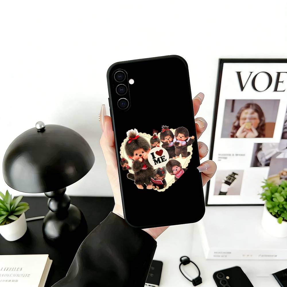 C-Cute M-monchhichis-s Phone Case Black Silicone Soft For Samsung Galaxy A73,A72,A71,A70,A53,A52,A51