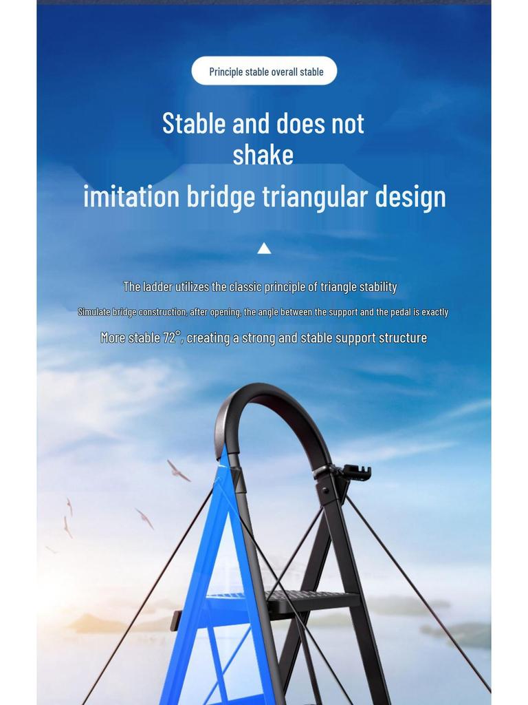 Red Portable Multi-Functional Indoor Folding Ladder - Lightweight, Telescopic, Thickened A-Frame, Ideal Housewarming Gift