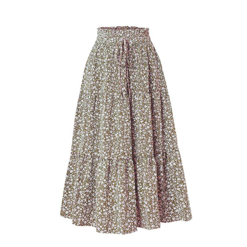Bohemian A- Line Skirt Long Dress Bohemian A Word Flowy Layered Half-Length Skirts