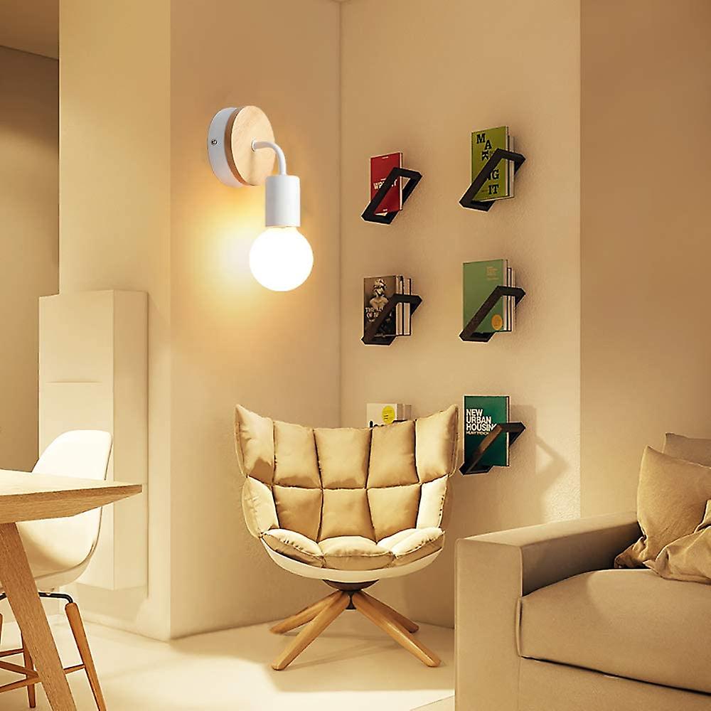 Moderne E27-Edison-Wandleuchte, modernes Metall, Loft-LED-Holzleuchter, Typ Wandleuchte, warmes Gelb