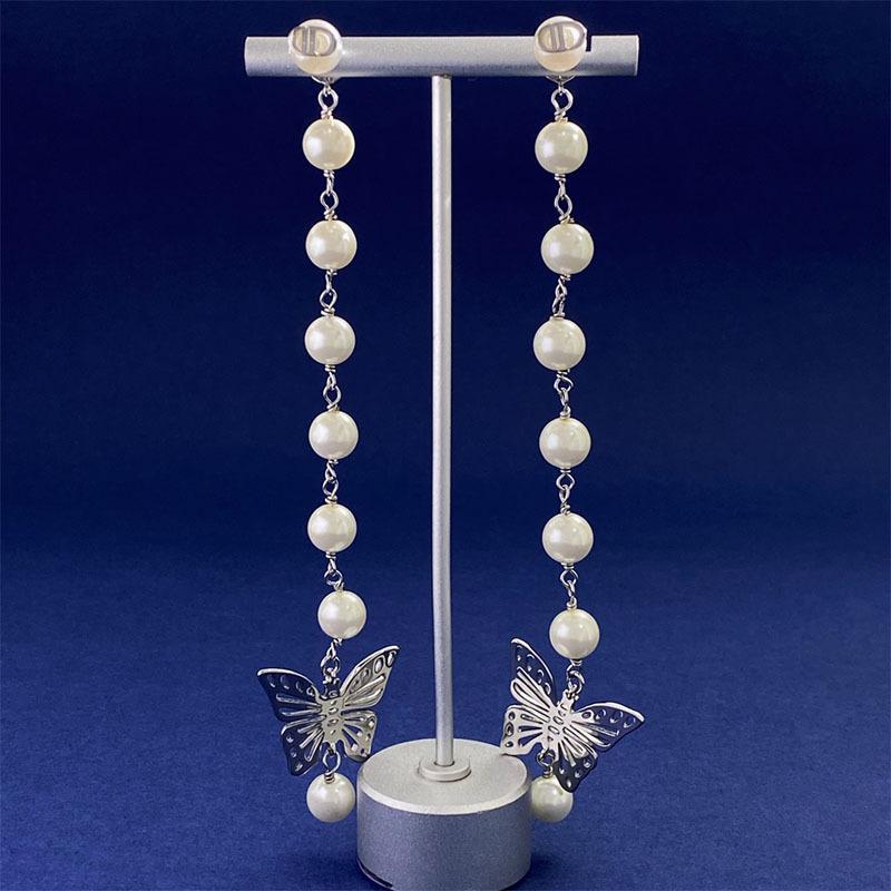 

D Hollow Butterfly Pearl Длинные серьги-гвоздики Temperament Ins Fashion Temperament Премиум Универсальные серьги Серьги