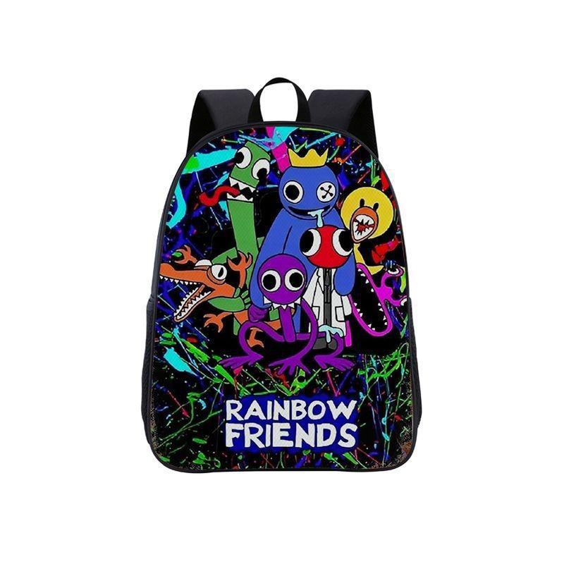 Color Friends Rainbow Anime Cartoon Print School Backpack For Boys Girls And