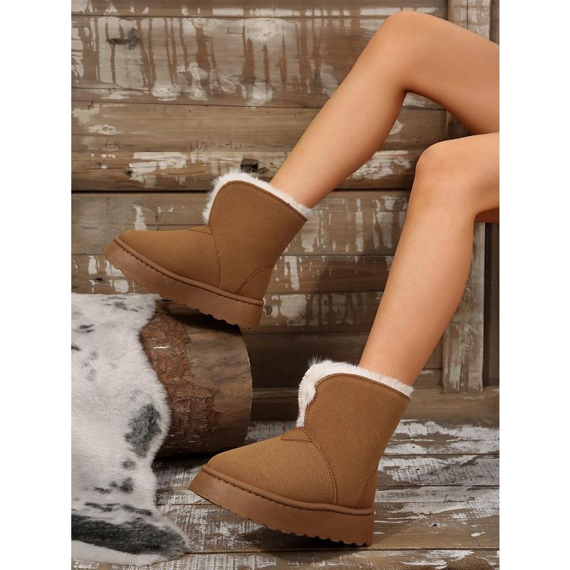 Women's Chunky-Soled Short Snow Boots 2025 Fall/Winter New Arrival Two-Way Wear Thickened Fleece Lining Warm Slip-On Women's Cotton Boots