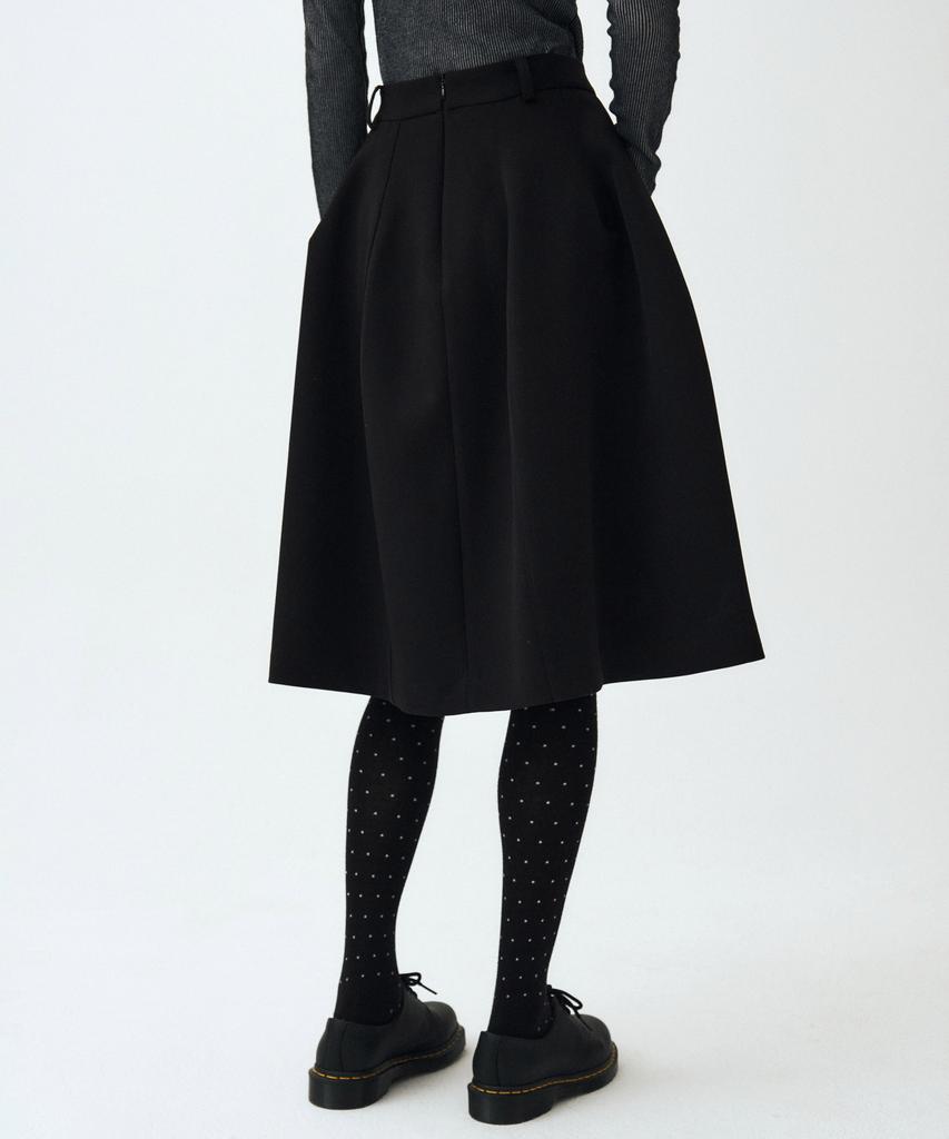 Mais Black Uneven Midi Skirt