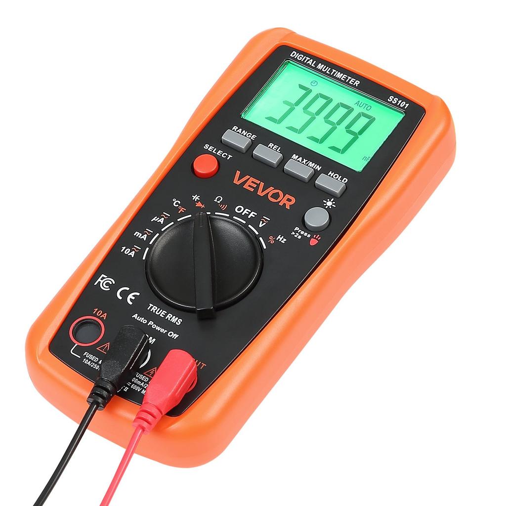 VEVOR Digital Multimeter, 4000-Count TRMS DC/AC Voltmeter Current Tester