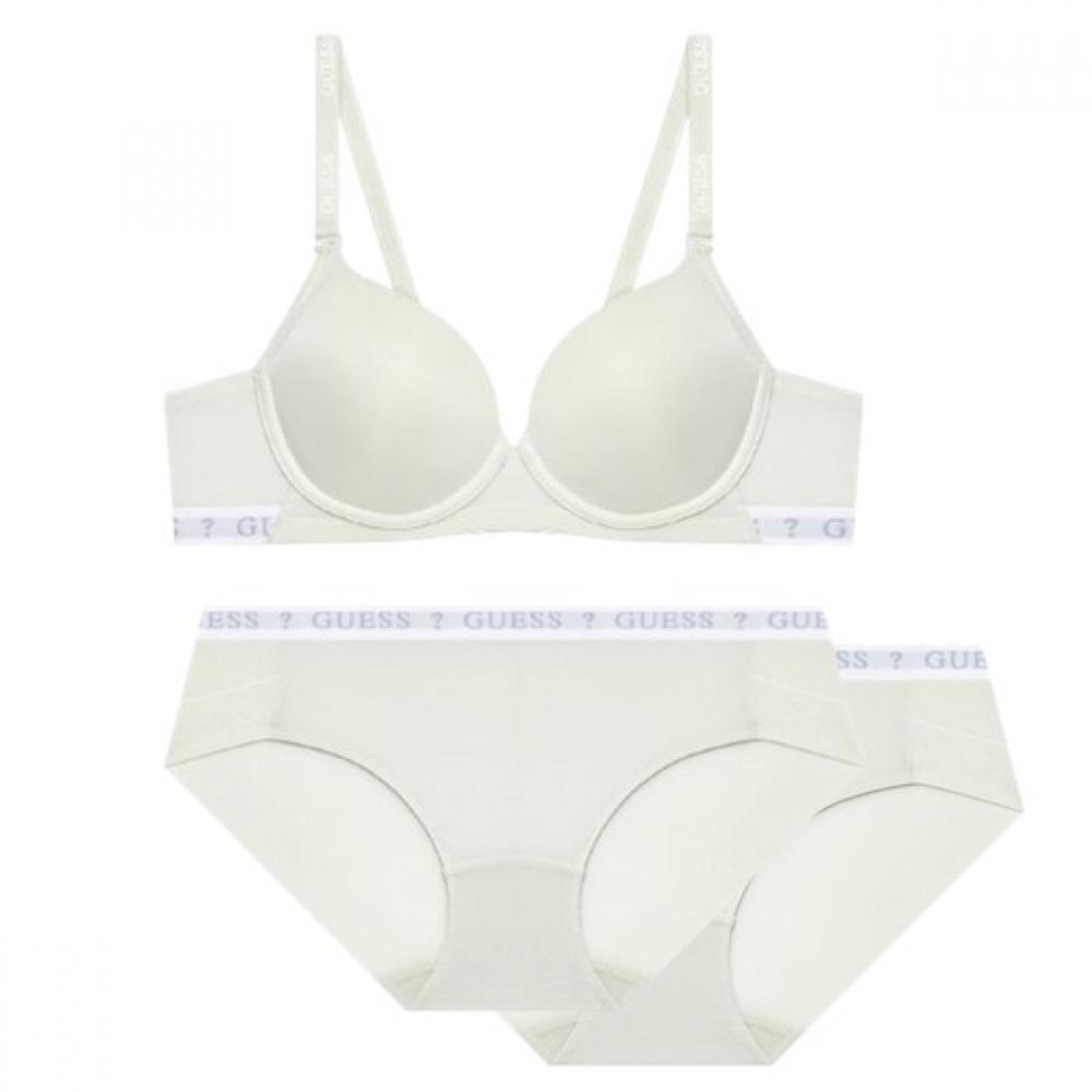 Guess Underwear White Band Bra 1+panty 2 Set Va 75A/90