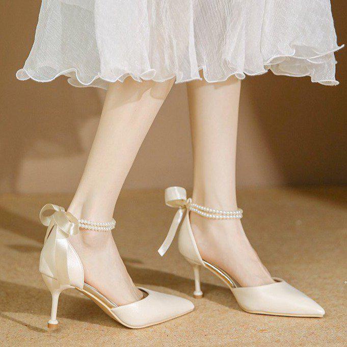 2025 Summer Stiletto One-Strap D'Orsay Heels - Elegant Bridesmaid Sandals