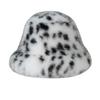 Damski kapelusz typu bucket z imitacji futra w panterkę – Styl jesienno-zimowy, Ciepły plusz, Retro design, Wyszczuplający twarz.