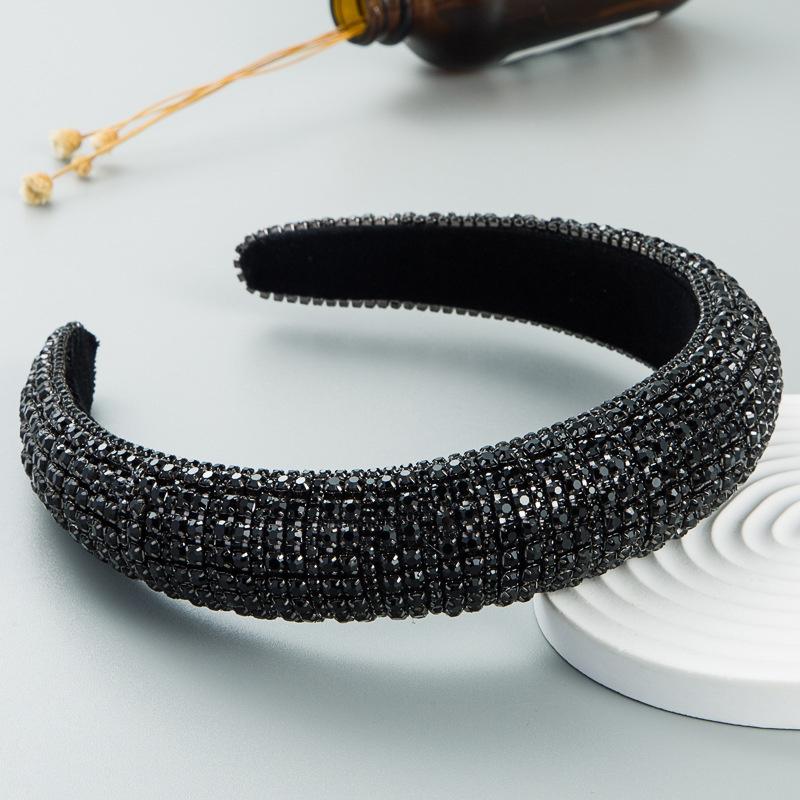 Baroque Full Colorful Rhinestones Sponge Padded Headband Hand Sewn Crystal Bridal Hairband Wedding Headpiece Gift