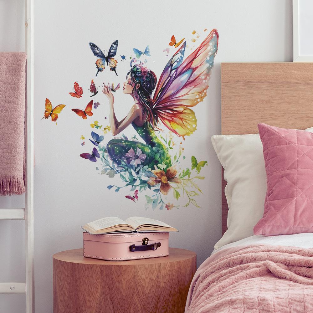Self-adhesive Wall Stickers Dreamy Butterfly Fairy for Kids Room Bedroom Living Room Home Decor