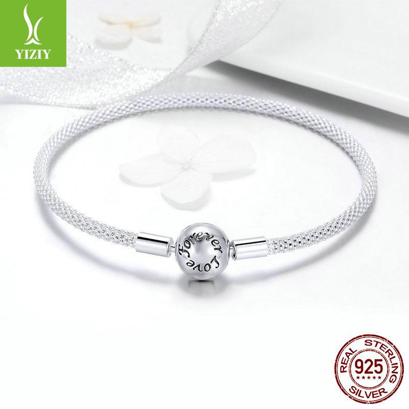 Yinziyun S925 Silver Bracelet for Women - Eternal Love Korean Style, Simple, Fashionable, DIY Basic Design (Model SCB105)
