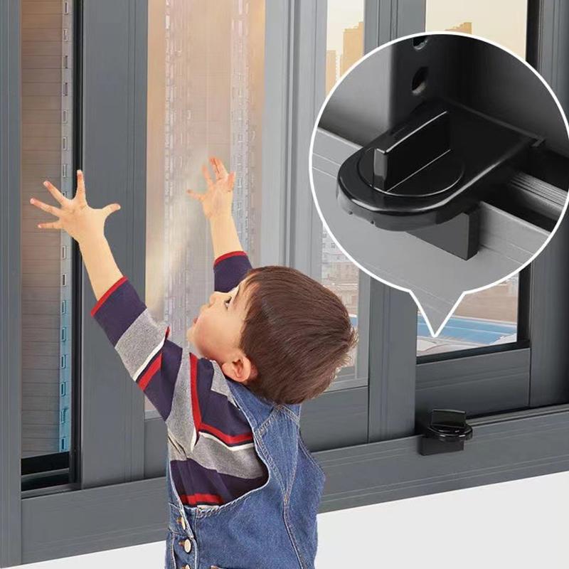 Aluminum Alloy Sliding Door And Window Lock Latch Anti-Theft Anti-Pinch Safety Lock Child And Pet Protection Bidirectional Fixer