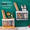 Chopstick Holder Utensil Cutlery Drainer Two-compartments Transparent Wall Mounted Chopsticks Drainable Cage Spoon Fork Drain Storage Rack Organizer