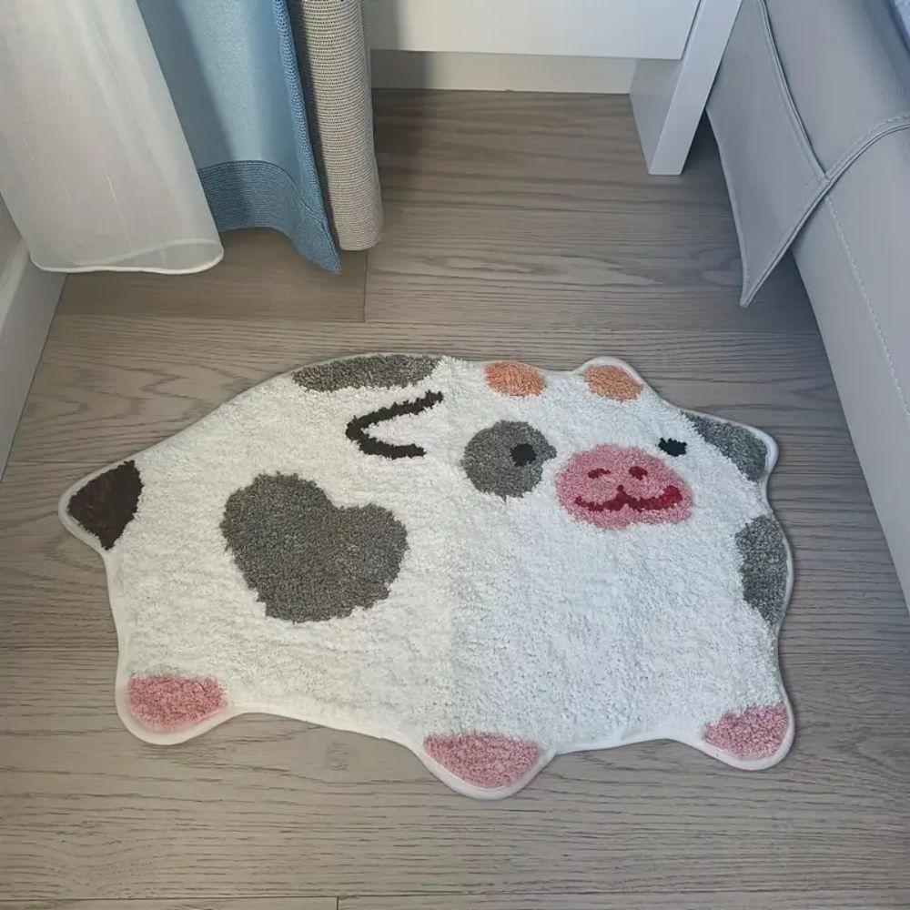 Alfombrillas de Suelo para Baño de Vaca Lindas de Dibujos Animados, Alfombrillas Antideslizantes y Absorbentes de Agua para Baño, Alfombras de Dormitorio, Decoración del Hogar