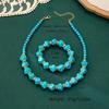 Bohemian Blue Turquoise Rice Bead Bracelet, Elegant Gift Bracelet Necklace Set