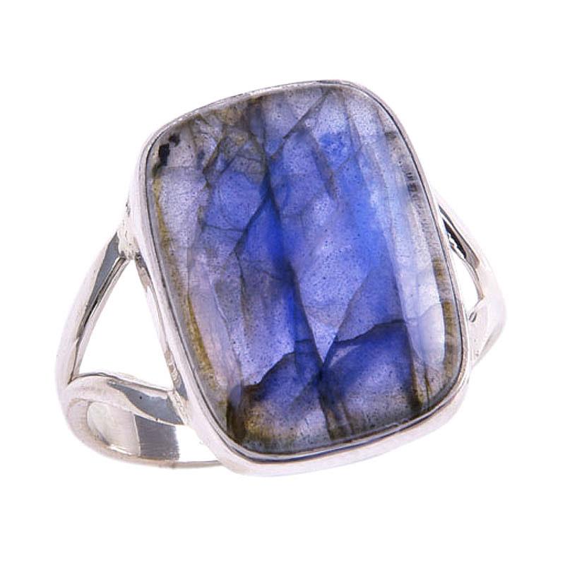 Natural Labradorite Gemstone 925 Solid Sterling Silver Jewelry Ring S.8.5 r5Q85