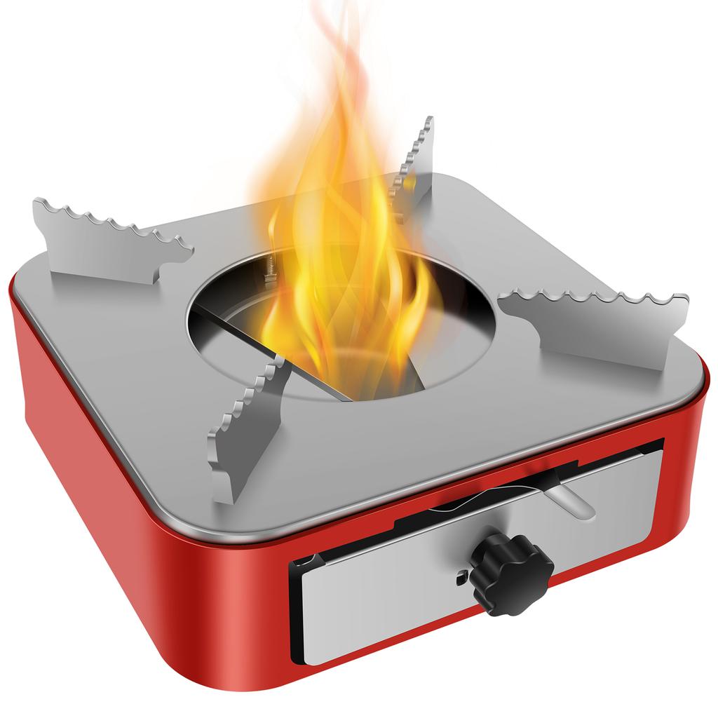 Portable Camping Stove Stainless Steel Camping Stove with Adjustable Firepower Drawer For Outdoor Barbecue Camping Equipment