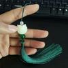 Imitation White Jade Lotus Tassel Pendant Chinese Knot Tassel Tassels Chinese Style Bookmark Fan Pendant Clothing Accessories