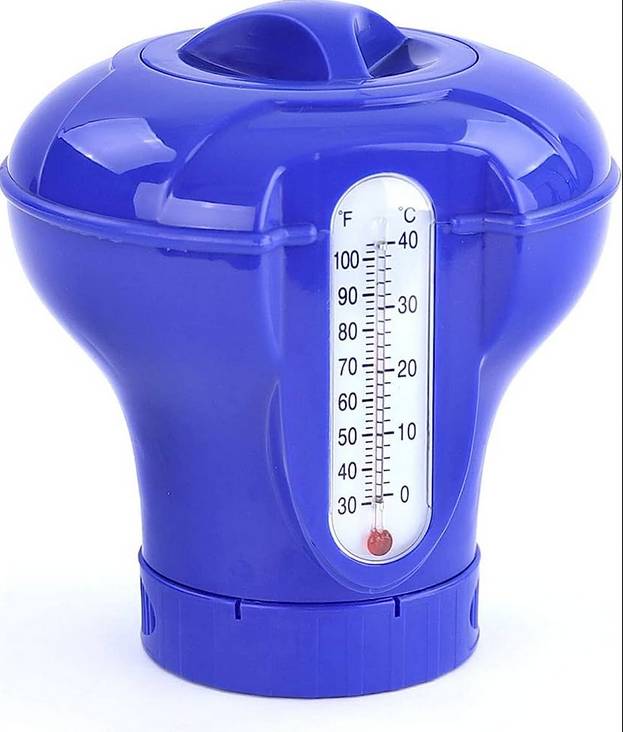 Acrylmed Pool Thermometer Dispenser with Large Float for Chemicals