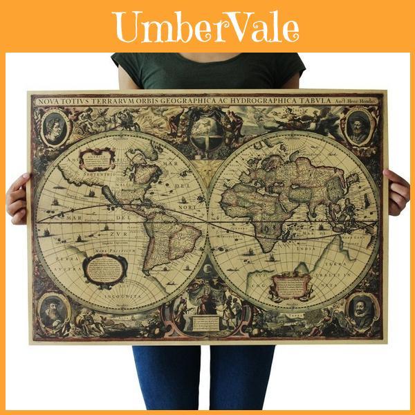 Globe Dedc Vintage Old World Map Matte Brown Paper Poster Home Wall Decor