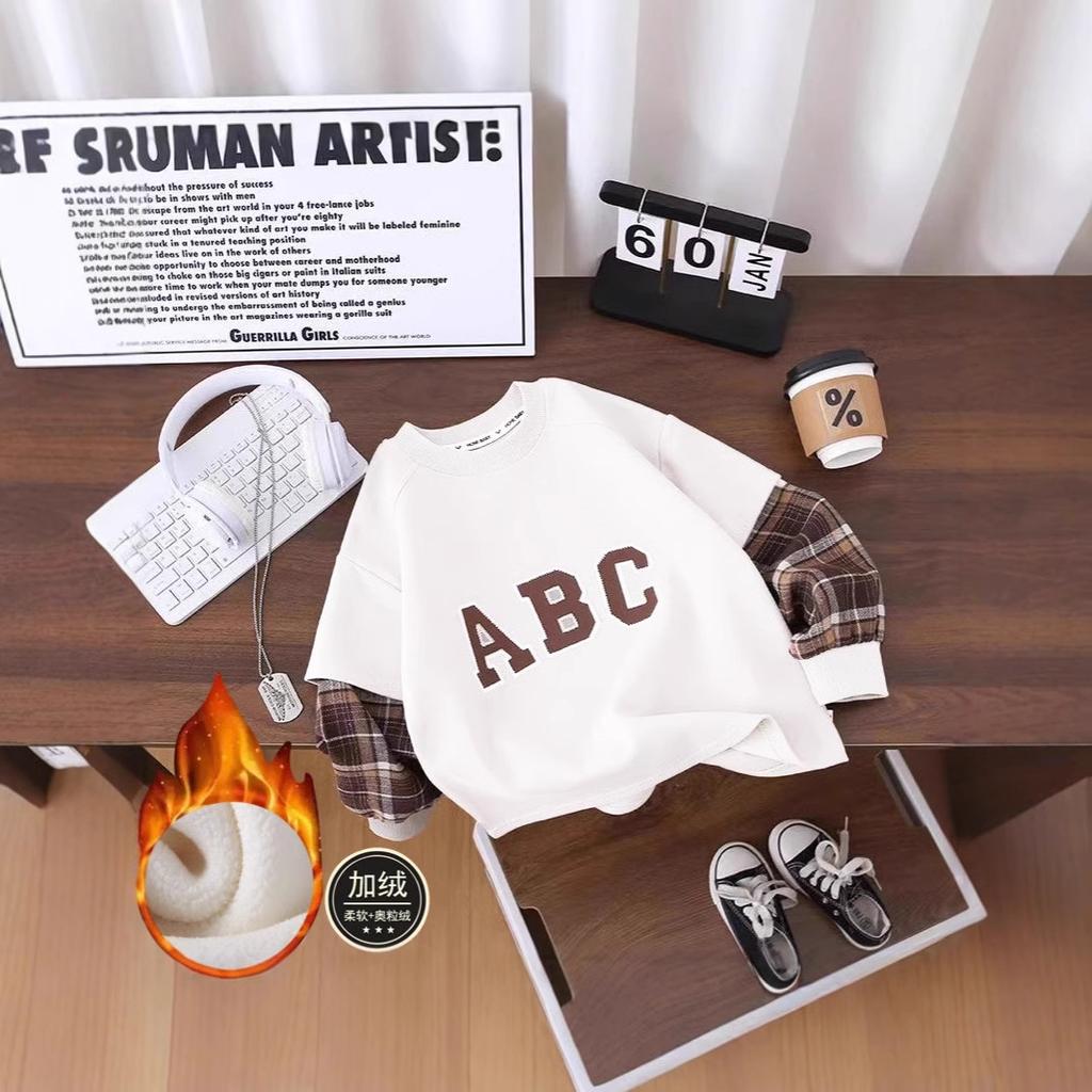 New Children's Sweatshirt Single Spring and Autumn Style Boys and Girls Casual Outer Wear Sportswear Plus Velvet Winter Wholesale