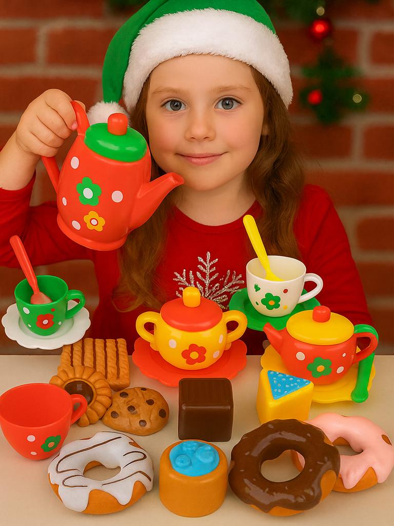 Afternoon Tea Set for Girls Cake Dessert Playhouse Kitchen Toys Kids Holiday Christmas New Year Gifts