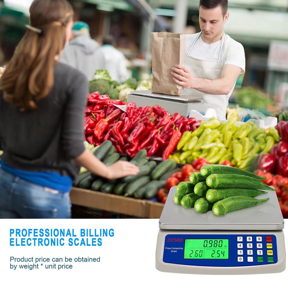 30kg/1g Commercial Food Scale Multi-Function Price Computing Scale with Tare Function Coins Counting Scale for Meat Vegetables